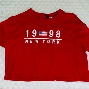 Red new york crop top